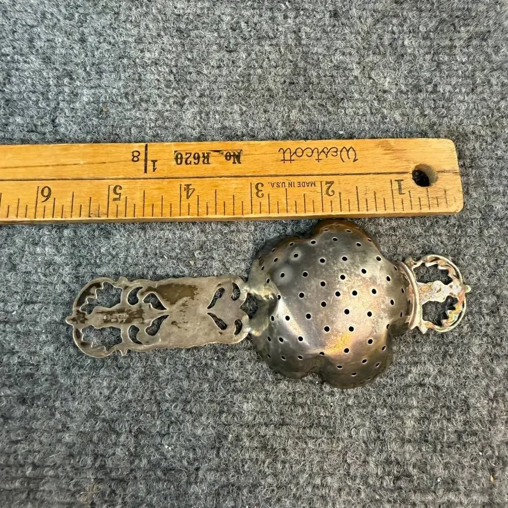 Vintage Sterling Silver 925 Tea Strainer Floral Handle Spoon Style